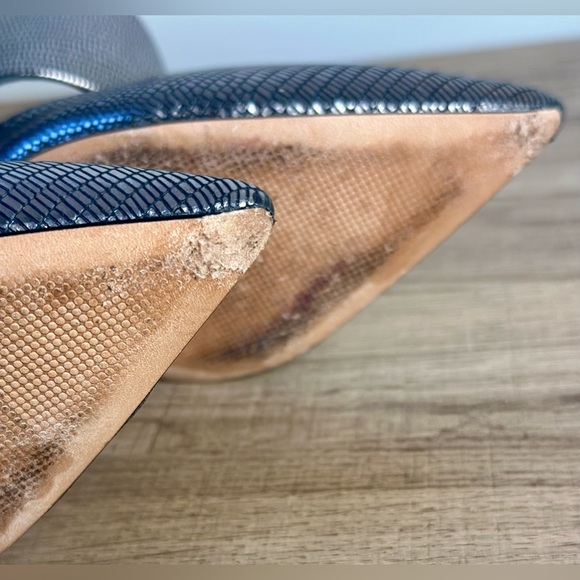 SCHUTZ Quereda Women’s Silver Metallic Heeled Leather Sole Mules Size 9B - Picture 9 of 12